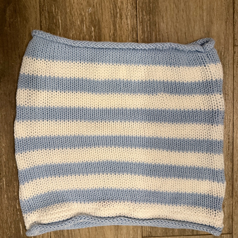 Edikted Blue and White Knit Fabric tube top